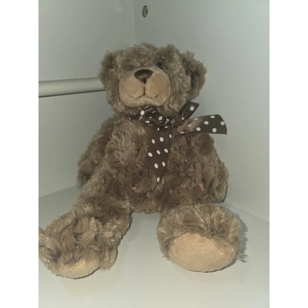 Ganz Brown Plush Teddy Bear with‎ Polka Dot Bow – 11